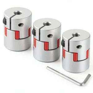 uxcell 3pcs D20 L25 5mm to 8mm Flexible Plum Shaft Coupling Aluminum Motor Connector Flexible Spider Coupler for 3D Printer CNC Machine and Servo Stepper Motor (Silver Tone/Red)-0
