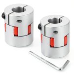uxcell 2pcs D30 L35 8mm to 14mm Flexible Plum Shaft Coupling Aluminum Motor Connector Flexible Spider Coupler for 3D Printer CNC Machine and Servo Stepper Motor (Silver Tone/Red)-0