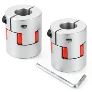 uxcell 2pcs D30 L35 8mm to 14mm Flexible Plum Shaft Coupling Aluminum Motor Connector Flexible Spider Coupler for 3D Printer CNC Machine and Servo Stepper Motor (Silver Tone/Red)-0