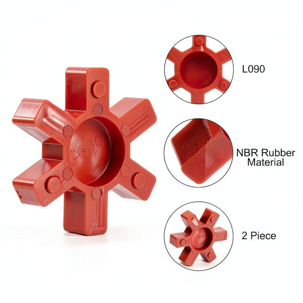 Uxcell L090 Jaw Coupling Insert 2pcs Red Flexible Urethane Center-2
